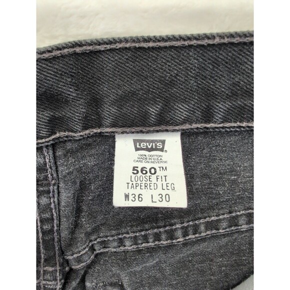 VTG Levis 560 Loose Fit Tapered Leg Black Jeans Mens 36X30 90s Baggy Y2K USA - Picture 13 of 15